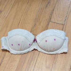 H&M Cream Lace Strapless Bra with Multicolor Dots